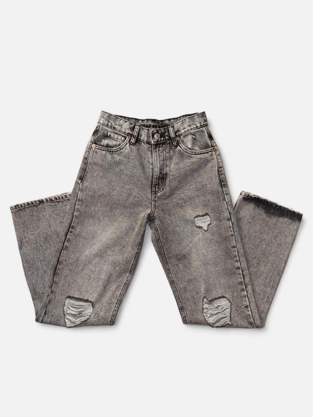 Aeropostale “90s baggy” Distressed High-Waist Gray Jeans, size 0